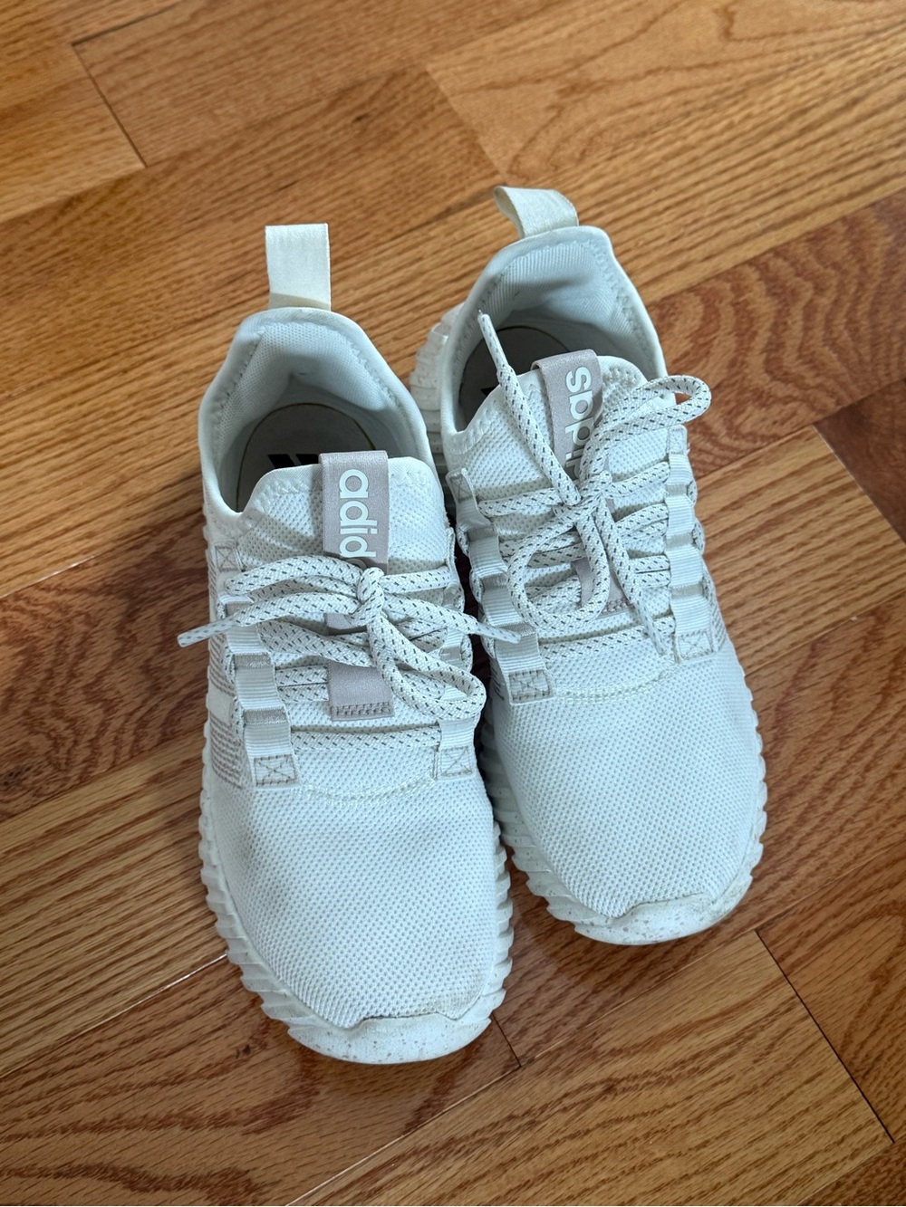adidas White Knit Lace-Up Sneakers